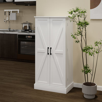 Elegant 50" White LED Pantry Cabinet with Dual Doors, Adjustable Shelves, and Intelligent Lighting for Stylish Kitchen and Dining Storage