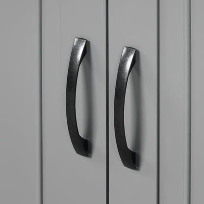 Tall Grey MDF Bathroom Storage Cabinet with Adjustable Shelf and Multiple Storage Solutions