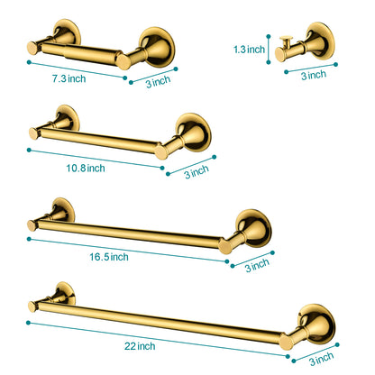 6 Piece Brass Bathroom Towel Rack Set Wall Mount