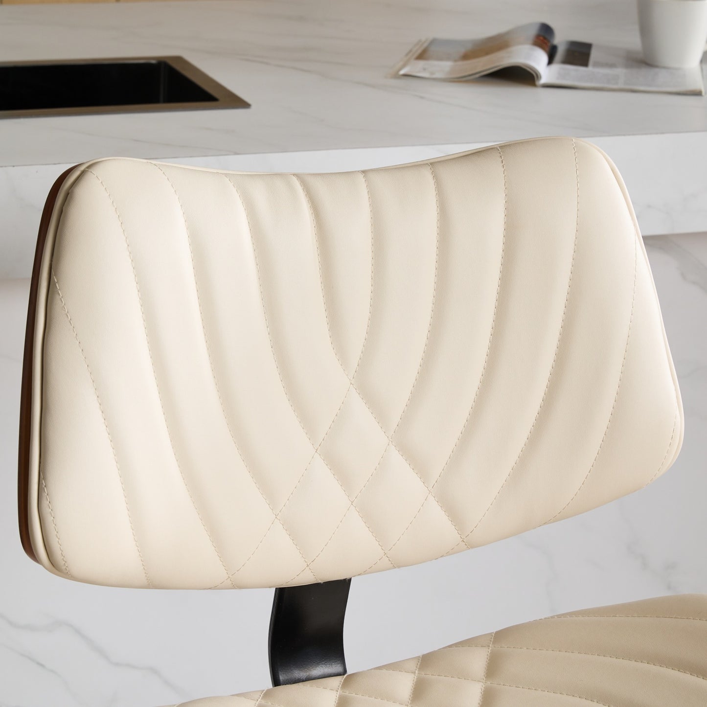 Walnut Bentwood Bar Stool Mid Century 360 Swivel Beige