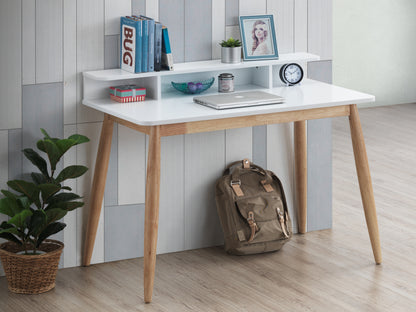 Roskilde Contemporary White Writing Desk with Hutch and Shelves