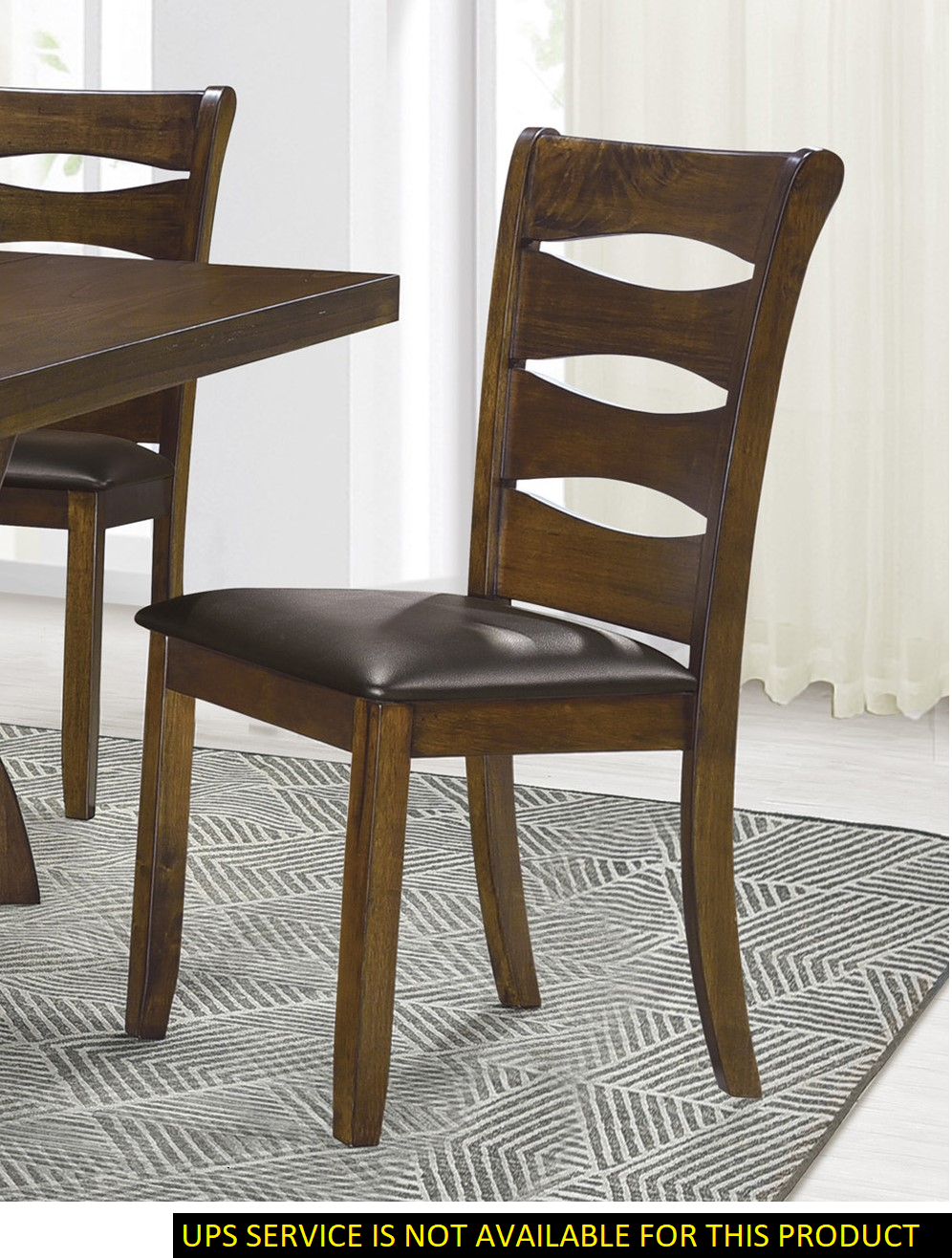 Set of 2 Transitional Wooden Dining Room Side Chairs, Wood Frame, Faux Leather Seats, Brown Finish