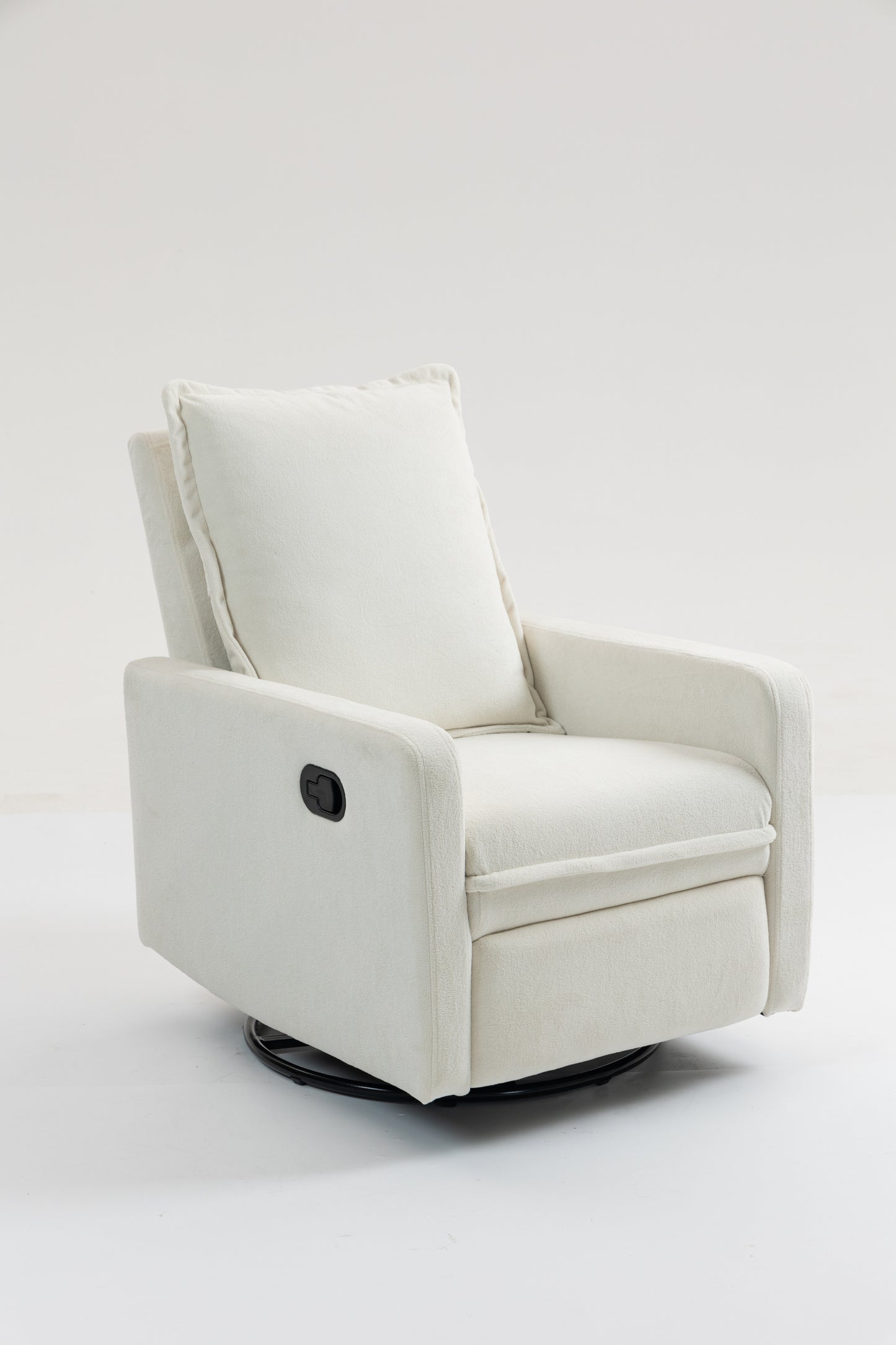 360° Swivel Armchair with Short Plush Velvet Manual Buckle Easy-Open Button Ideal for Living Room White