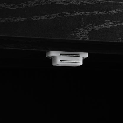 Rolling Farmhouse Kitchen Island with Power Outlet, Drop Leaf Design, Ample Storage, and Spice Rack - Black