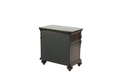 Traditional Antique Walnut 1pc Nightstand Bedroom Furniture Cherry Veneer 2-Drawers Hanging Pull Bedside Table