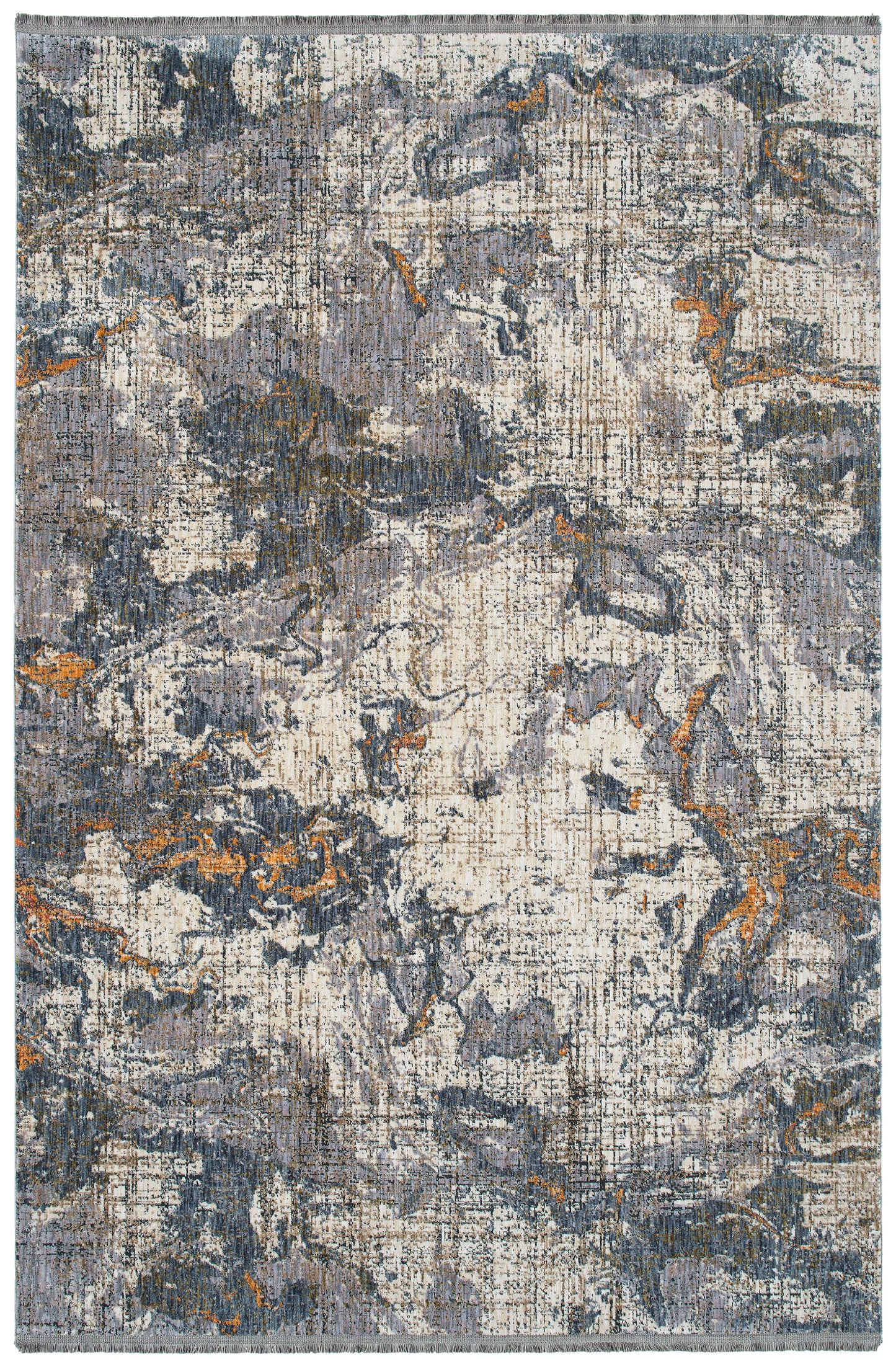 5'3" x 7'3" Modern Abstract Cut-Pile Area Rug, Polyester, Indoor Use, Stain-Resistant, Grey Multi
