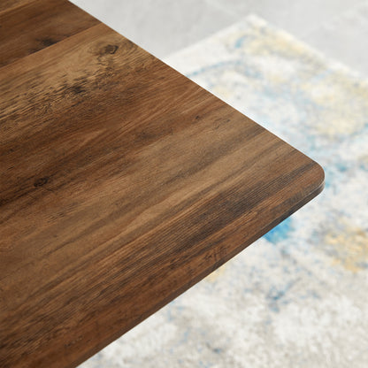 Dining Table MDF Top Metal Legs Walnut And Black Finish