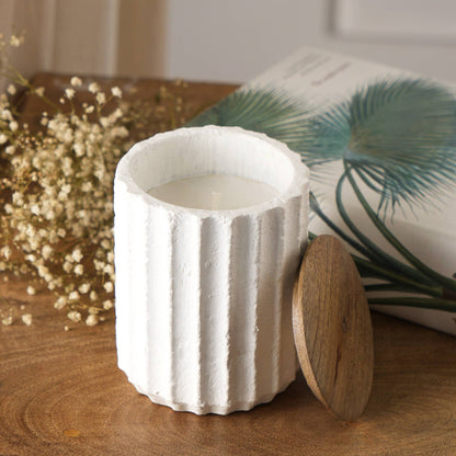 6oz Jar Candle with Ecomix Wax - Vanilla Lavender Scent, Wooden Mango Wood Lid, Living Room White