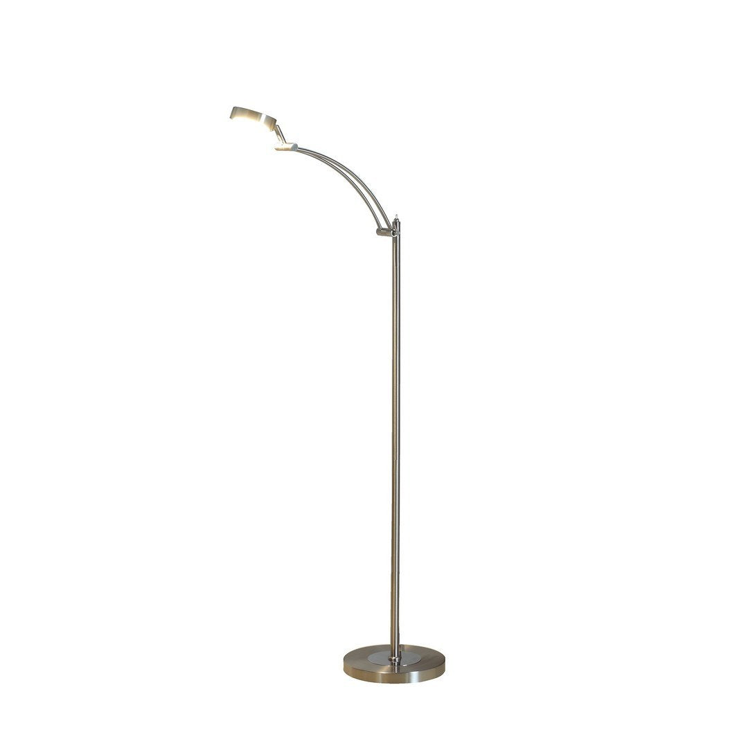 54-Inch Integrated LED Task Floor Lamp with Round Metal Shade 480-Lumen, 2700K, 6W, On/Off Toggle, Silver