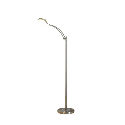 54-Inch Integrated LED Task Floor Lamp with Round Metal Shade 480-Lumen, 2700K, 6W, On/Off Toggle, Silver