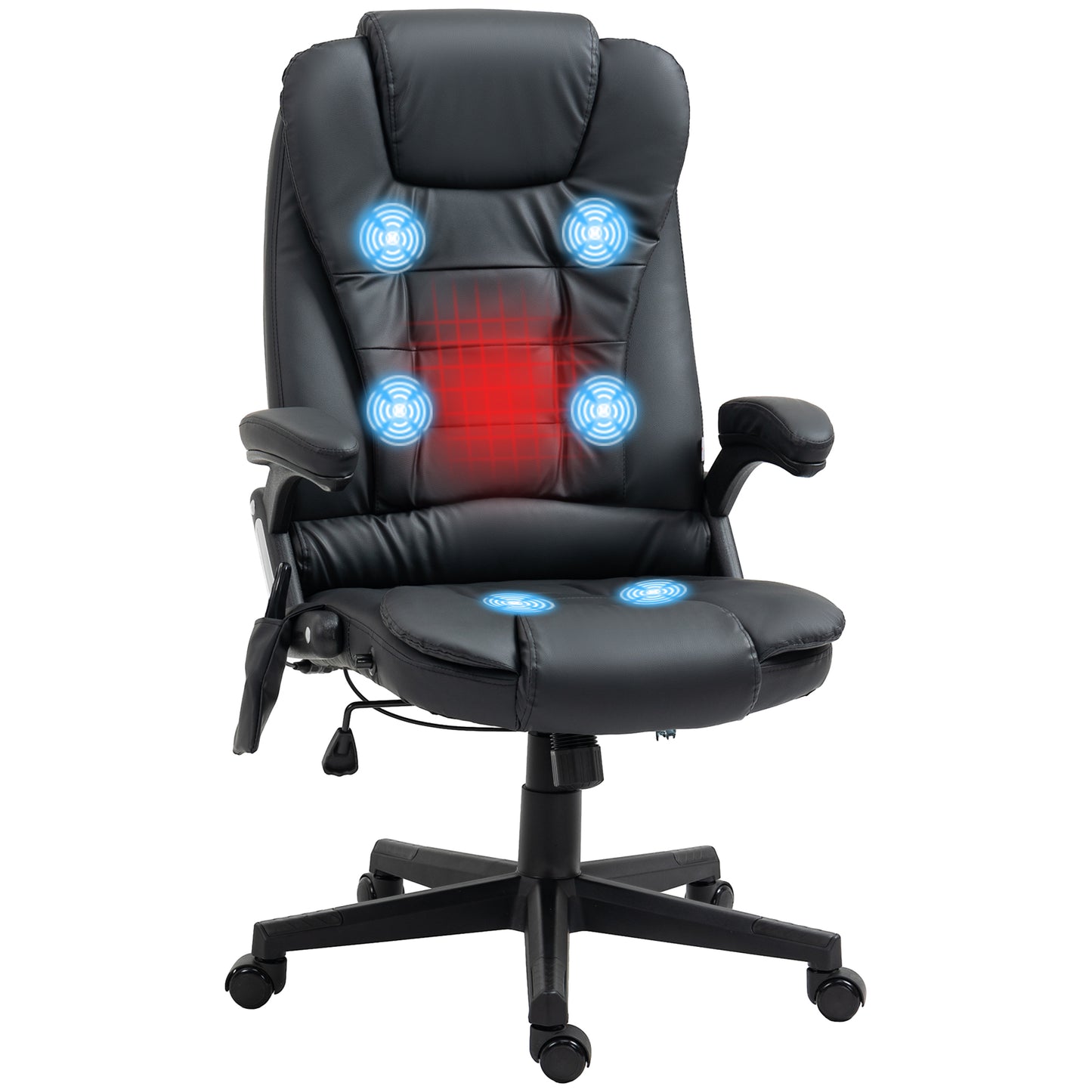 Ergonomic High-Back Massage Office Chair with Heating and Recline Features, Black