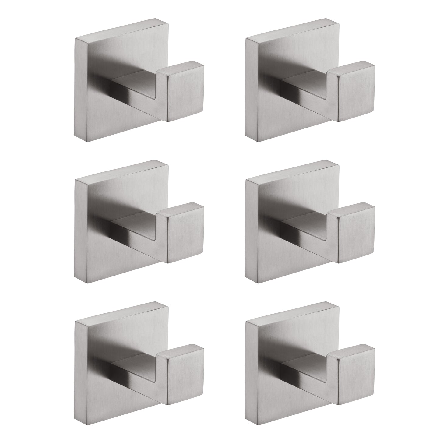 6 Pack Wall-Mounted Stainless Steel Bathroom Towel Hooks/Coat Hooks for Bathroom, Bedroom, Kitchen