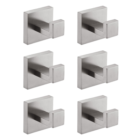 6 Pack Wall-Mounted Stainless Steel Bathroom Towel Hooks/Coat Hooks for Bathroom, Bedroom, Kitchen
