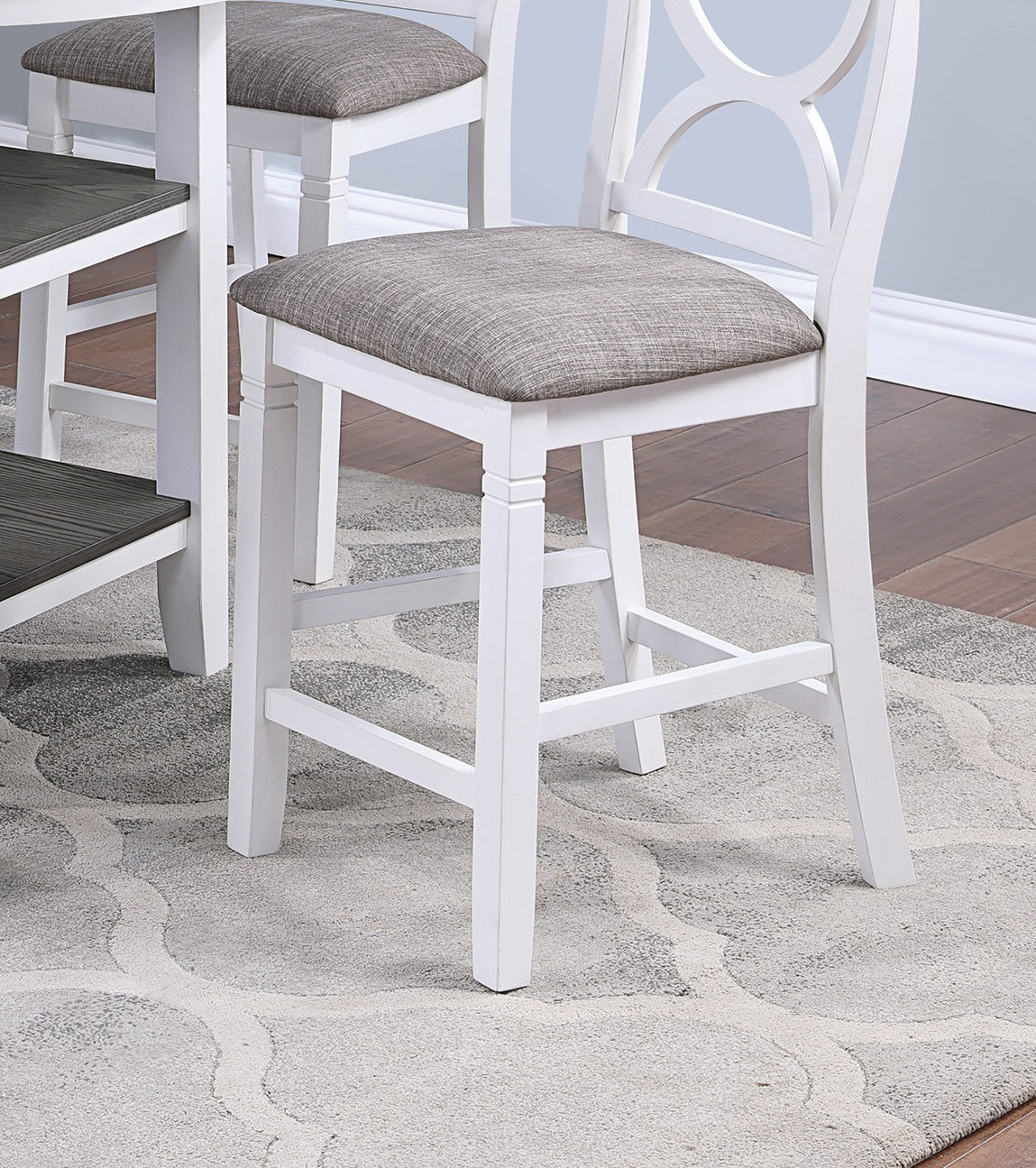 Counter Height Dining Set Storage Padded Chairs 5 Pc White