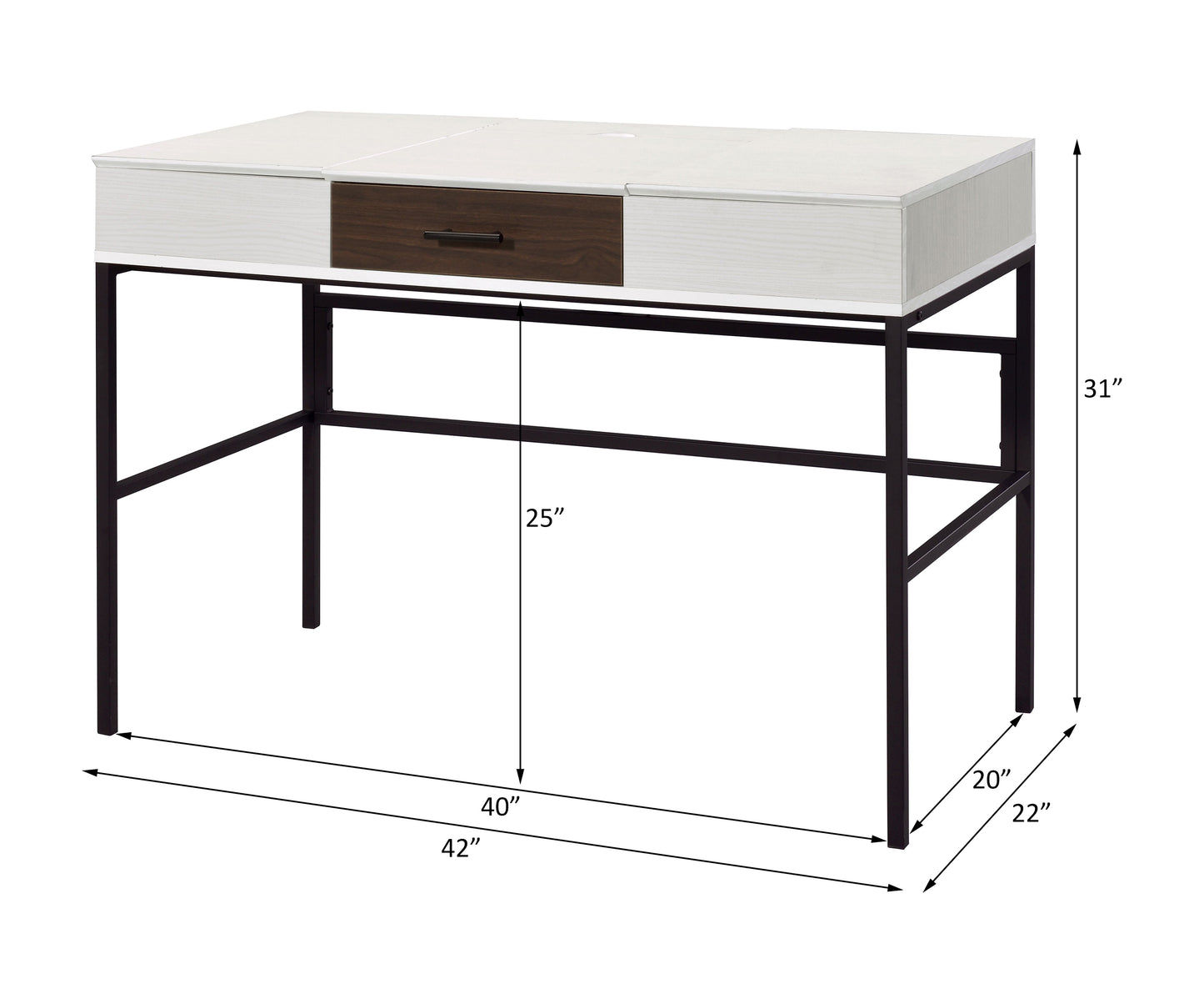 Industrial Chic Writing Desk with Built-in USB Charging Port