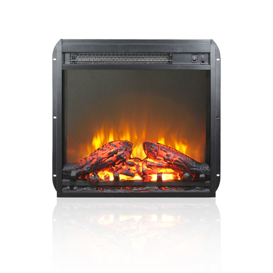 18-Inch Electric Fireplace Insert with LED Flame, 1400W/5000 BTU, Slim Design for TV Stands, Antique Black