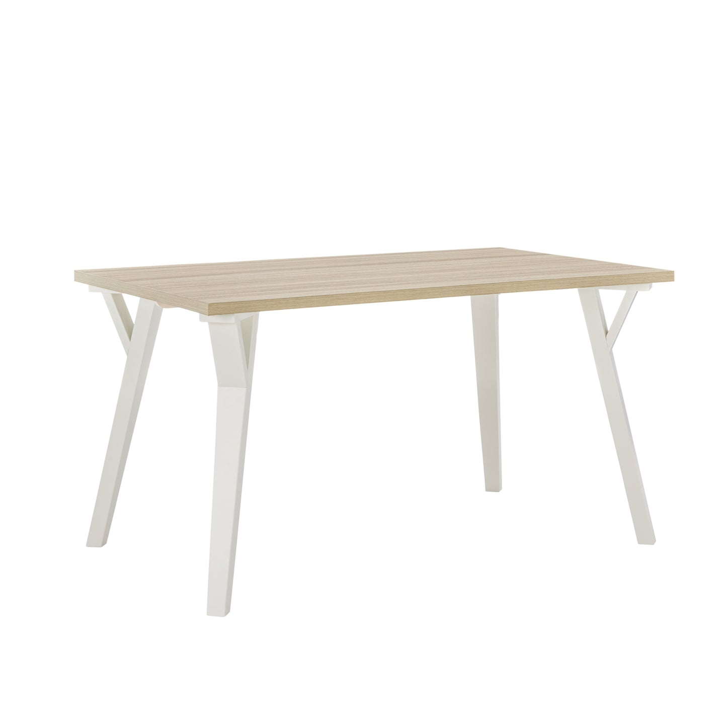 Modern Rectangular Dining Table White And Natural Wood