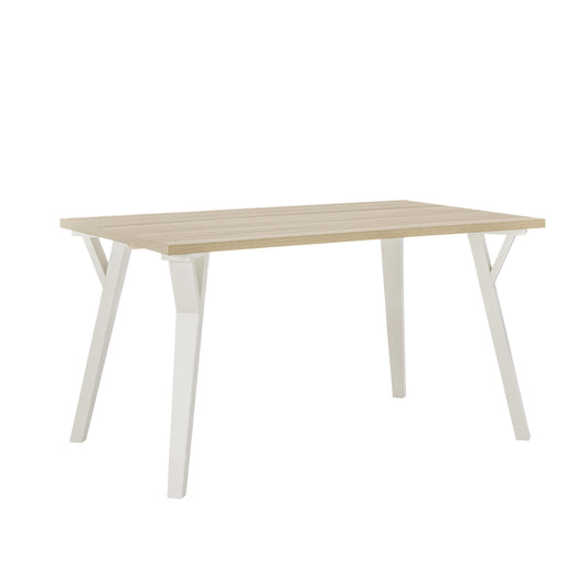 Modern Rectangular Dining Table White And Natural Wood