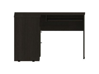 Colombian Black L-Shaped Office Desk with Drawers and CPU Storage