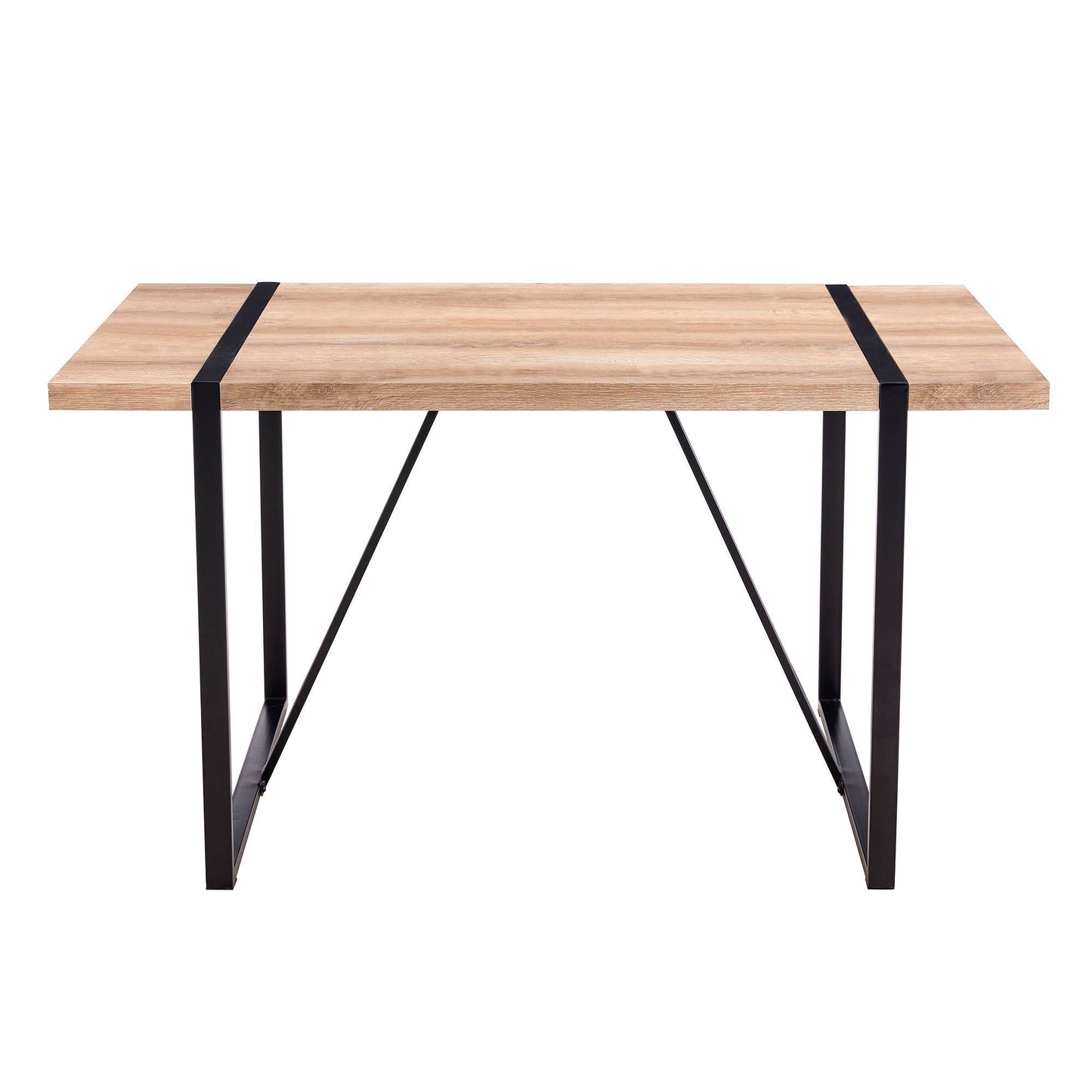 Dining Table For Four To Six Top Black Legs Rustic Brown