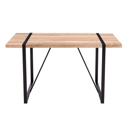 Dining Table For Four To Six Top Black Legs Rustic Brown
