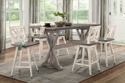 Counter Height Dining Table Rubberwood Rustic Gray Finish