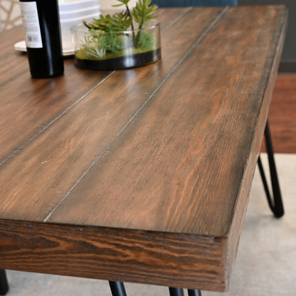 Six Piece Dining Set Hairpin Table And Bench Color Options