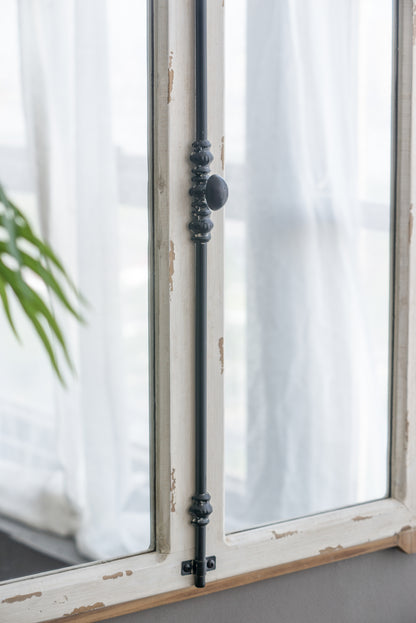 Carina Arched Window Frame Wall Mirror - 27.5" x 48" Distressed White Finish