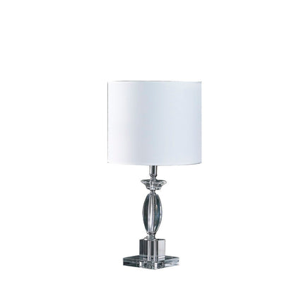 Modern Cut-Crystal Table Lamp, 23.25 in Tall, Linen Drum Shade, Living Room Use, 110-120V, Multi