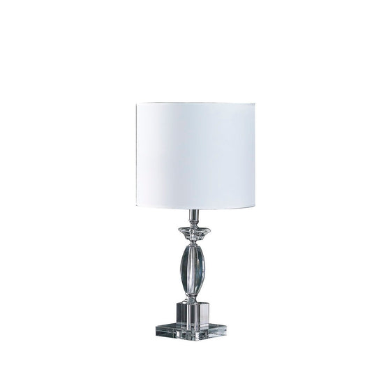 Modern Cut-Crystal Table Lamp, 23.25 in Tall, Linen Drum Shade, Living Room Use, 110-120V, Multi