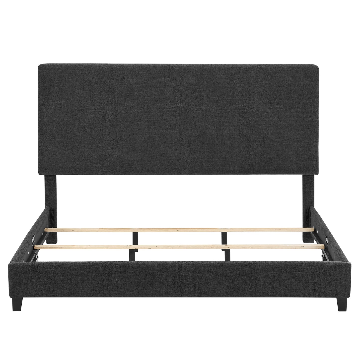 King Size Charcoal Grey Upholstered Platform Bed by Bridgevine Home