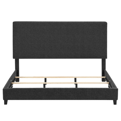 King Size Charcoal Grey Upholstered Platform Bed by Bridgevine Home