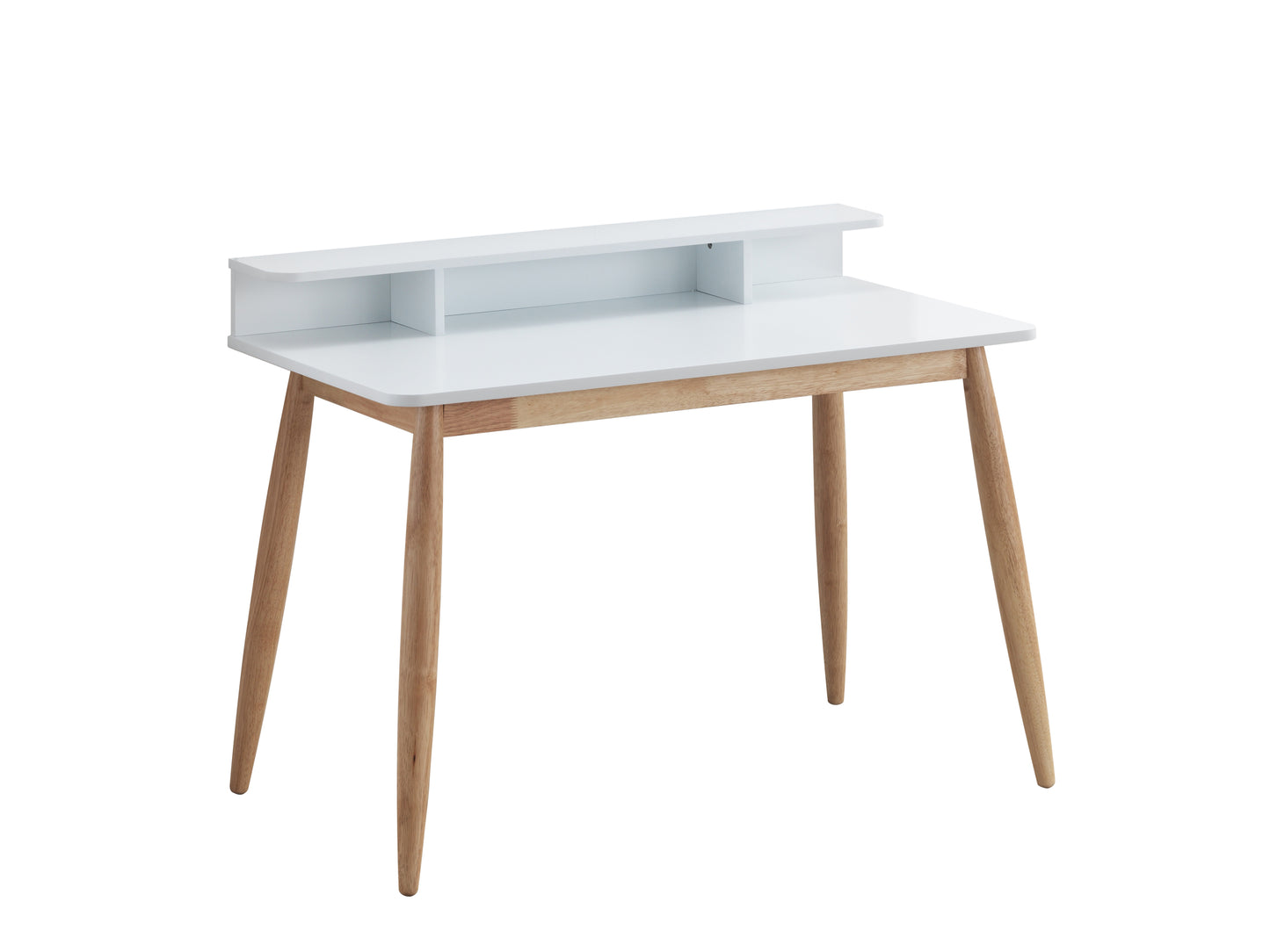 Roskilde Contemporary White Writing Desk with Hutch and Shelves