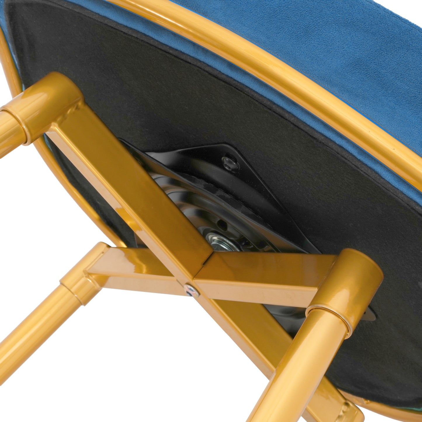 Swivel Counter Height Bar Stools Set of 2 Blue Gold Legs