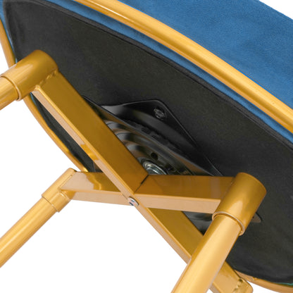 Swivel Counter Height Bar Stools Set of 2 Blue Gold Legs