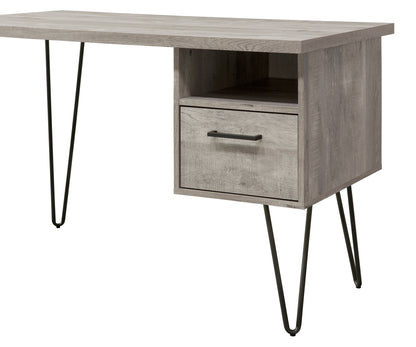 Modern Grey Oak Writing Desk with Storage Solutions