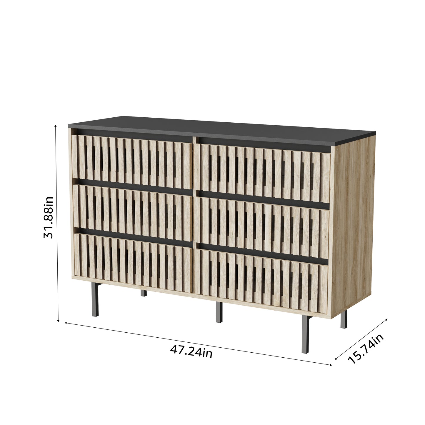 Modern Six-Drawer Bedroom Storage Cabinet with Two-Tone Design and Large Capacity