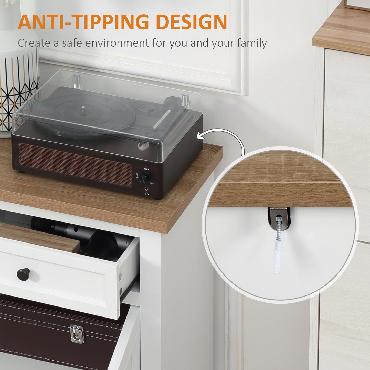 HOMCOM Sideboard Buffet Cabinet, Kitchen Cabinet, Coffee Bar Cabinet with 2 Drawers and Double Door Cupboard for Living Room, Entryway, White