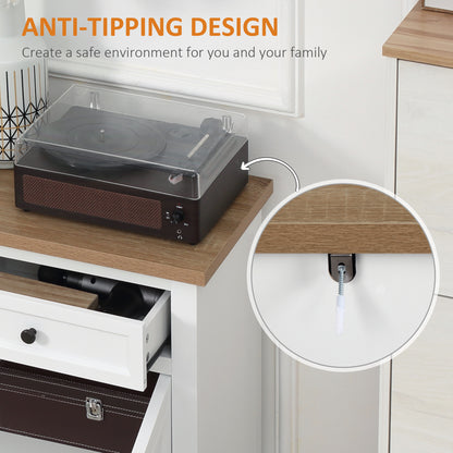 HOMCOM Sideboard Buffet Cabinet, Kitchen Cabinet, Coffee Bar Cabinet with 2 Drawers and Double Door Cupboard for Living Room, Entryway, White