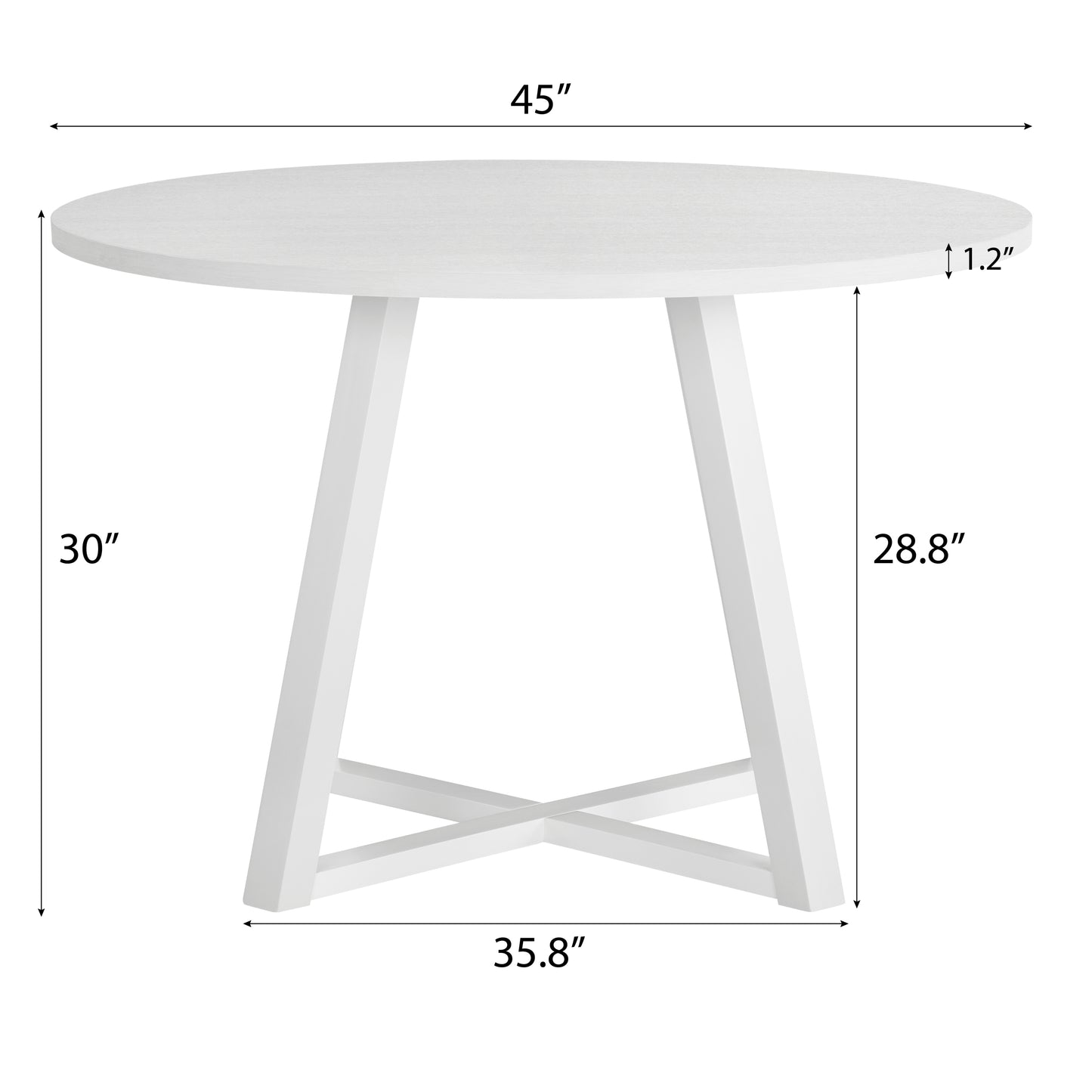 Round Dining Set 3 Piece Trestle Table And 2 Chairs White