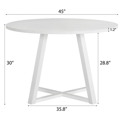 Round Dining Set 3 Piece Trestle Table And 2 Chairs White