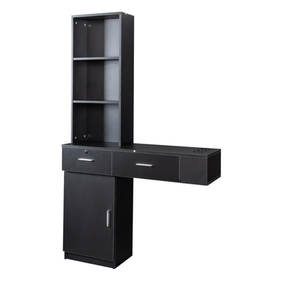 Vanity Desk for Hair Styling with Multi-Layer Storage and Large Capacity, Home Salon Black