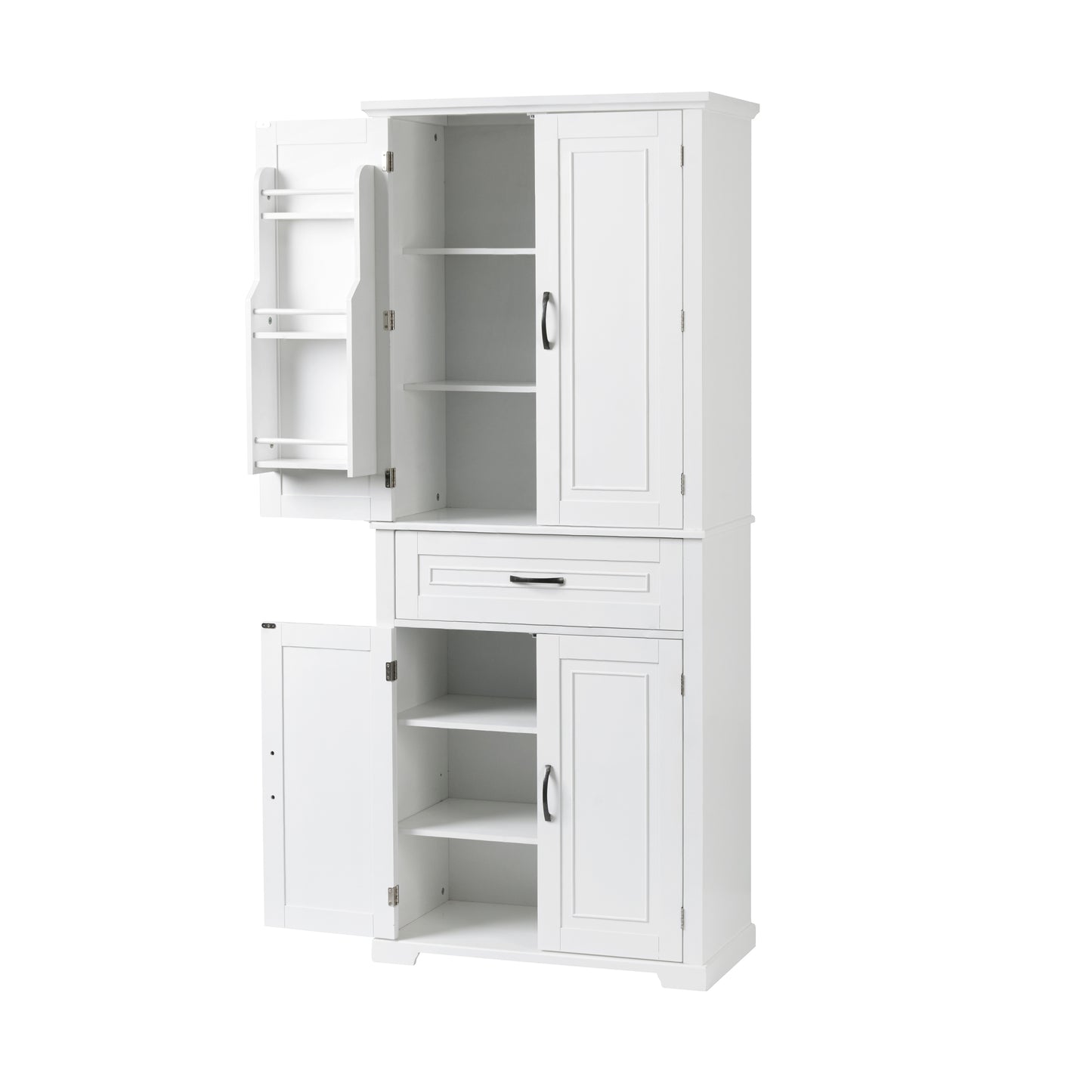 Tall White Bathroom Storage Cabinet with Adjustable Shelf and Drawer, Versatile Multi-Functional Organizer