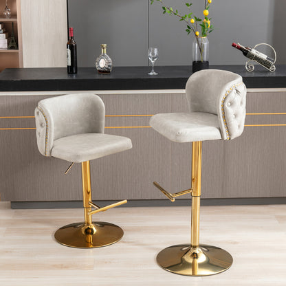 AA Furniture Swivel Bar Stools Adjustable Upholstered Beige