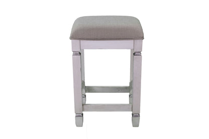 72-Inch Console Table with 4 Stools, Solid Wood + MDF, Entryway, Rustic Farmhouse Style Antique White