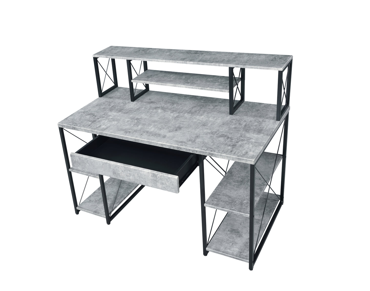 Modern Gray Finish Versatile Writing Desk with Ample Storage