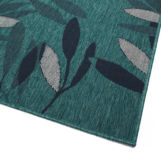 Textured Cut-Pile Throw Rug, 1'11" x 3'7", Polypropylene, UV-Stabilized, Fade-Resistant, Teal