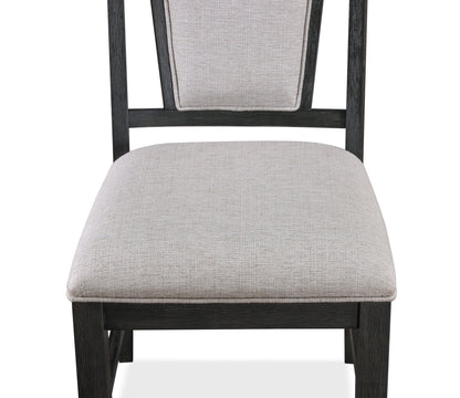 Set of 2 Modern Dining Chairs - Upholstered Seat & Back, Wood Frame, Dining Room Gray