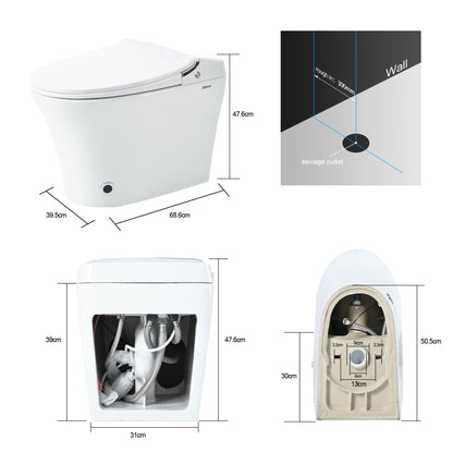 Ultimate Luxury Bidet Toilet with Warm Water Dryer, Heated Seat, Remote Control, LED Night Light, and Smart Flushing Technology