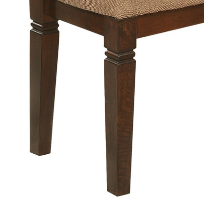 Transitional Dining Bench with Wood Frame, Fabric Upholstered Seat, 47.75in Length, Espresso Finish